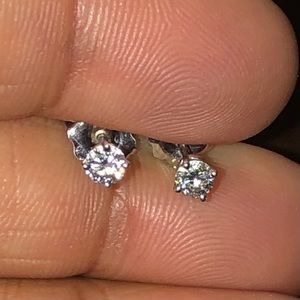 Real 1/4 Ct Diamond Studs in 14K Solid White Gold